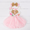Pink Floral Heart of Gold 1st Birthday Outfit, "1" Pink Floral Sleeveless Dress with Gold & Pink Headband