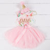 Pink Floral Gold Script Birthday Dress (1st Birthday Dress - 1st Birthday Outfit)