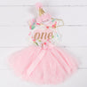 Pink Floral Gold Script Birthday Dress (3rd Birthday Dress - 3rd Birthday Outfit)