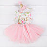 Pink Floral Gold Script Birthday Dress (3rd Birthday Dress - 3rd Birthday Outfit)