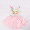 Pink Floral Sixth Birthday Outfit, "SIX" Pink Floral Sleeveless Dress with Pink Party Hat - Grace and Lucille