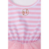 1st Birthday Outfit Heart of Gold "ONE" Pink Striped Sleeveless Dress, White Leg Warmers & Gold Bow - Grace and Lucille