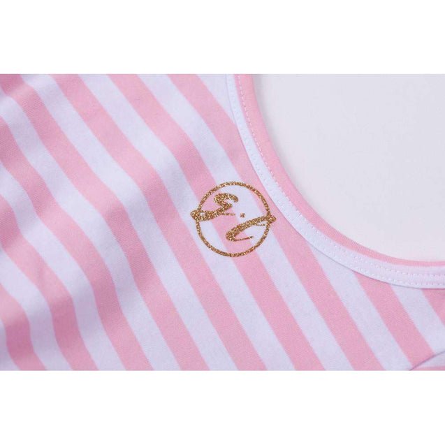 2nd Birthday Dress Gold Script Spanish "DOS"  Pink Striped LONG Sleeve - Grace and Lucille