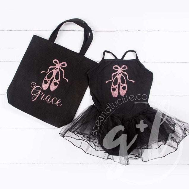 Personalized Ballet Tote Bag with"Her Name" in Pink - Grace and Lucille