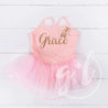 Ballet Leotard Tutu Classic Pink with Gold Ballet Slippers and Personalized with"Her Name" - Grace and Lucille