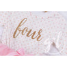 4th Birthday Outfit Gold Script "FOUR" Pink Polka Dot Long Sleeve Tutu Dress & Pink Party Hat - Grace and Lucille
