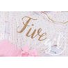 5th Birthday Outfit Gold Script "FIVE" Pink Polka Dot Long Sleeve Tutu Dress & Pink Party Hat - Grace and Lucille