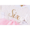 6th Birthday Outfit Gold Script "SIX" Pink Polka Dot Long Sleeve Tutu Dress with Pink & Gold Headband - Grace and Lucille
