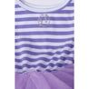 1st Birthday Dress Silver Script "ONE" Purple Striped Long Sleeve - Grace and Lucille