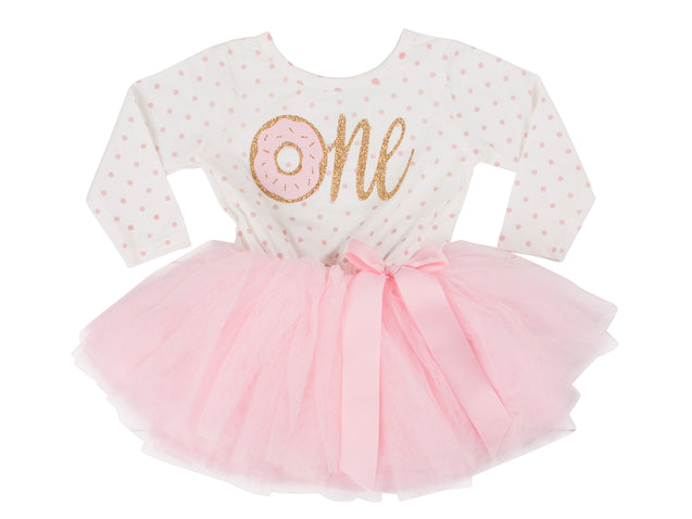 Pink Polka Dot Donut Birthday Dress - (First Birthday Dress - First Birthday Outfit)