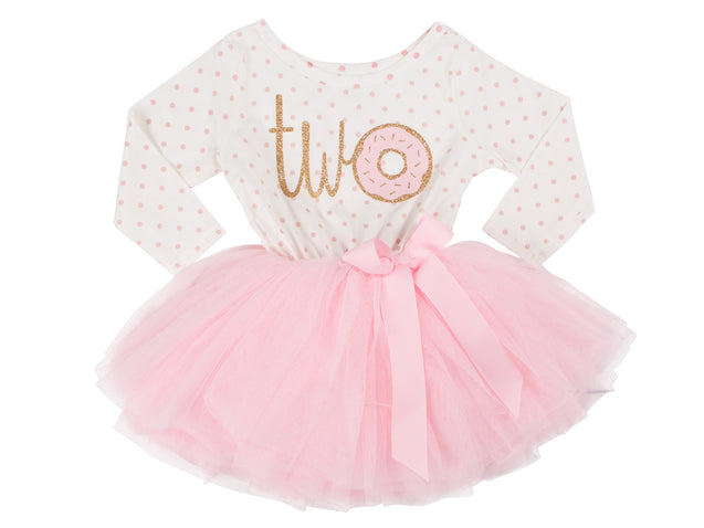 Pink Polka Dot Donut Birthday Dress - (Second Birthday Dress - Second Birthday Outfit)