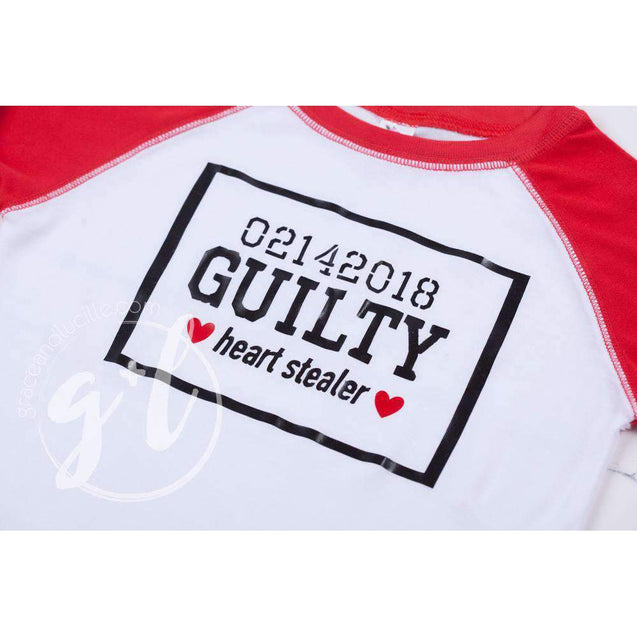 Heart Stealer "Guilty" Boys Shirt or Onesie for Valentines Day - Grace and Lucille