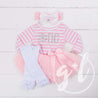 1st Birthday Winter Wonderland "ONE" Pink Stripe Long Sleeve Dress, White Leg Warmers with Pink & White Bow Headband - Grace and Lucille