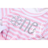 1st Birthday Winter Wonderland "ONE" Pink Stripe Long Sleeve Dress, White Leg Warmers with Pink & Silver Bow Headband - Grace and Lucille