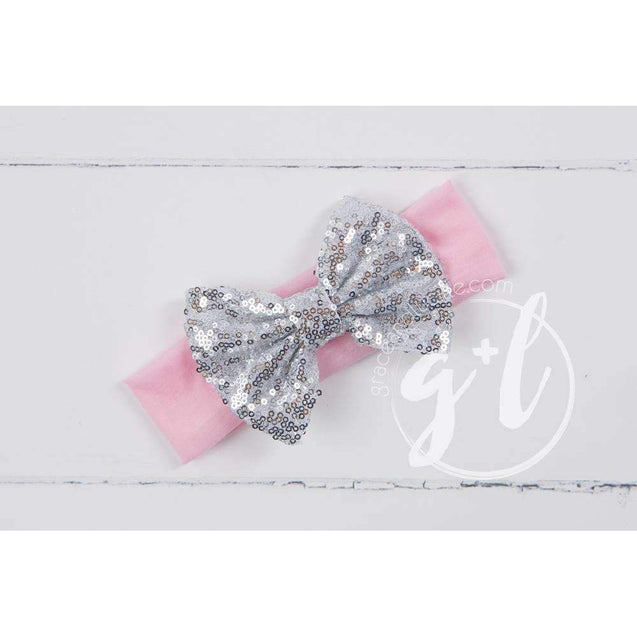 1st Birthday Winter Wonderland "ONE" Pink Stripe Long Sleeve Dress, White Leg Warmers with Pink & Silver Bow Headband - Grace and Lucille
