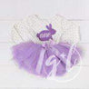 Easter Bunny 1st Birthday "ONE" on Purple Polka Dot Long Sleeve Tutu Dress - Grace and Lucille