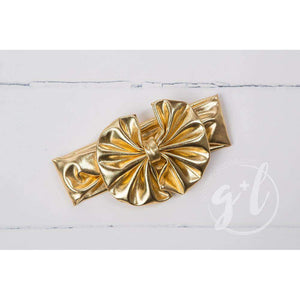 Gold Lame Oversized Bow Headband - Grace and Lucille