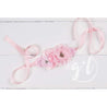 Flower Girl Sash Hand Beaded Flowers in Rose Pink - Grace and Lucille