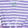 3rd Birthday Mermaid Dress Aqua Shell "THREE" on Purple Striped Sleeveless Dress - Grace and Lucille