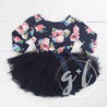Navy Floral Long Sleeve Tutu Party Dress - Grace and Lucille