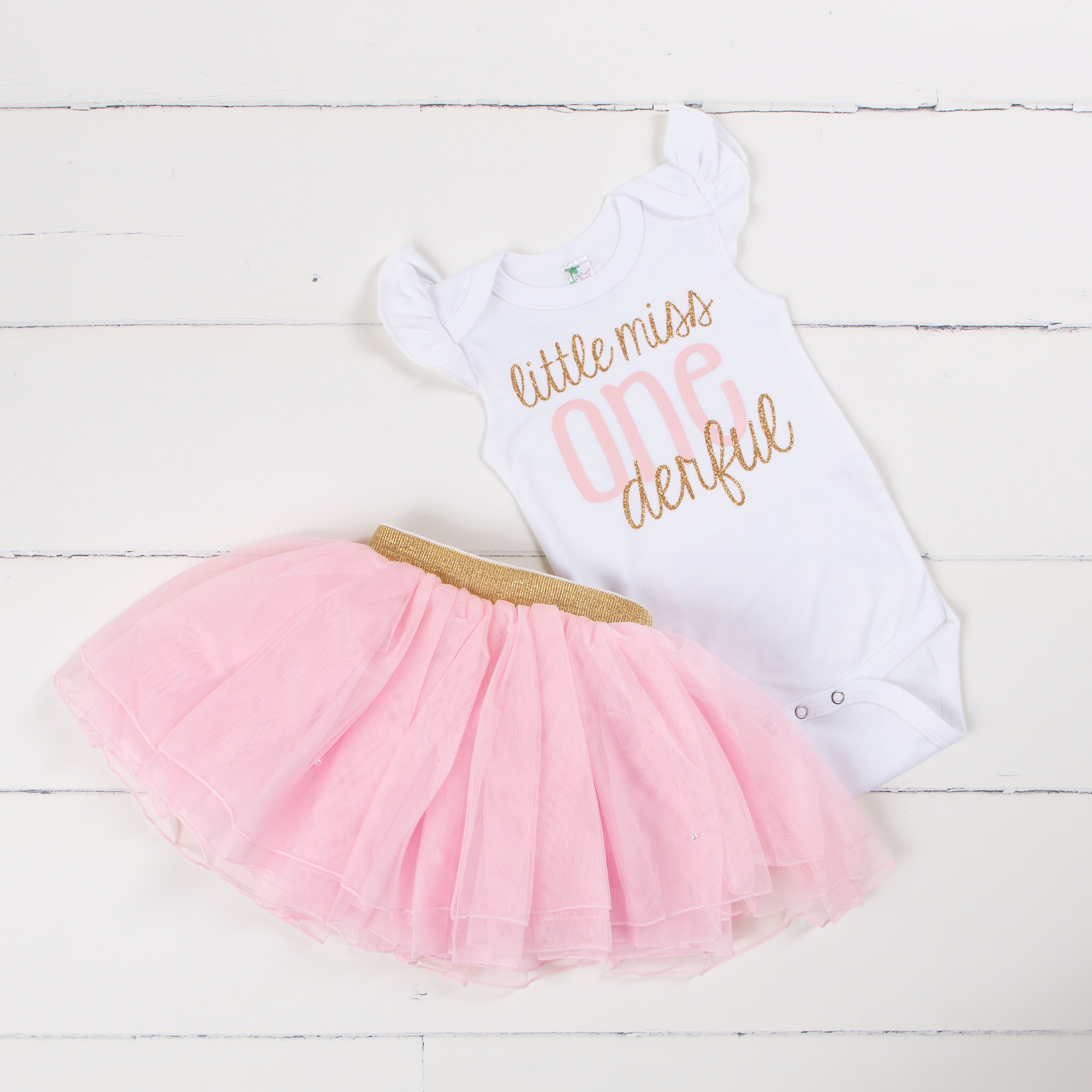 Lil Miss Onederful Ruffle Onesie and tutu Grace and Lucille