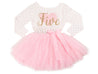 Pink Heart Gold Script Pink Polka Dot Tutu Dress - (First Birthday Dress - First Birthday Outfit)