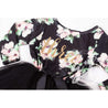 3rd Birthday Dress Gold "THREE" Script Black Floral Long Sleeve Dress Combo with Gold Party Hat - Grace and Lucille