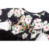 5th Birthday Dress Gold "FIVE" Script Black Floral Long Sleeve Dress Combo with Gold Party Hat - Grace and Lucille