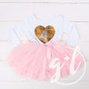 4th Birthday Outfit with FLIP Sequin Heart of Gold numeric FOUR heart - Grace and Lucille