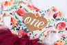 2nd Birthday Dress Heart of Gold "TWO" Cranberry Floral Long Sleeve Dress Combo with Pink Party Hat - Grace and Lucille