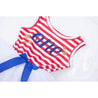 "Patriotic" Birthday Dress with her Age, Red, White & Blue Blue Script Sleeveless - Grace and Lucille