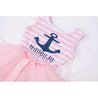 Anchors Away Personalized Dress Blue Anchor Pink Striped Sleeveless - Grace and Lucille