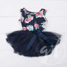 Second Birthday Dress Heart of Gold with "TWO" on Navy Floral Long Sleeves - Grace and Lucille