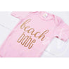 Pink Onesie with "BEACH BABE" Gold Graphics - Grace and Lucille