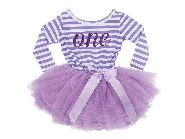 1st Birthday Dress - Striped (Long Sleeve)