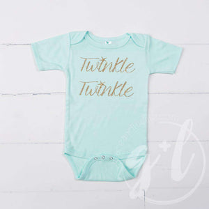 Mint Onesie with Gold "TWINKLE TWINKLE" Graphics - Grace and Lucille