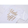 White Onesie with "SHAKE IT OFF!" Gold Graphics - Grace and Lucille