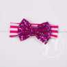 Magenta Sequined Bow on Magenta & White Striped Headband - Grace and Lucille