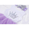 Birthday Dress Silver Crown with her AGE on Sleeveless White Top with Purple Tutu - Grace and Lucille