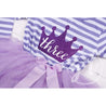 3rd Birthday Dress Purple Crown "THREE"  Purple Striped Long Sleeves - Grace and Lucille