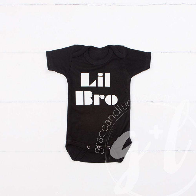 Black Onesie with White "LIL BRO" - Grace and Lucille