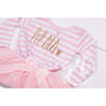 Lil' Sis Dress Gold Script Pink Striped Long Sleeves - Grace and Lucille