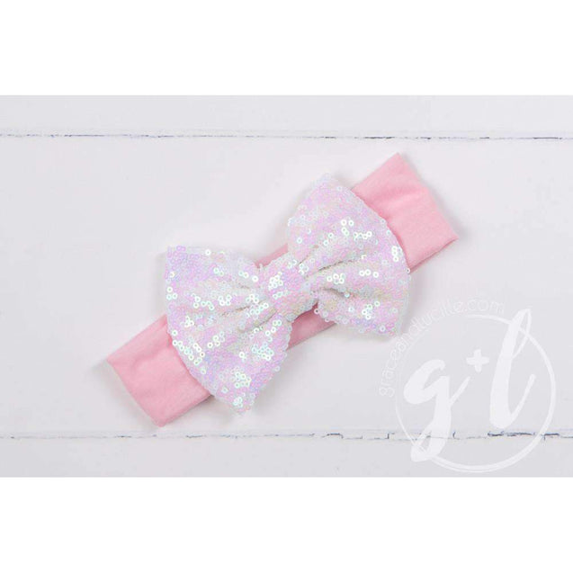 Party Outfit Pink Polka Dot Sleeveless Tutu Dress & Opalescent Bow Headband - Grace and Lucille