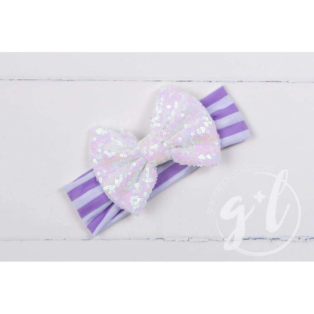 Purple Heart "HER NAME" Outfit, Purple Polka Dot Sleeveless Tutu Dress & Opalescent Bow Headband - Grace and Lucille