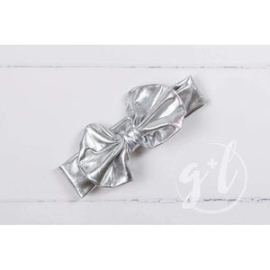 Silver Lame Oversized Bow Headband - Grace and Lucille