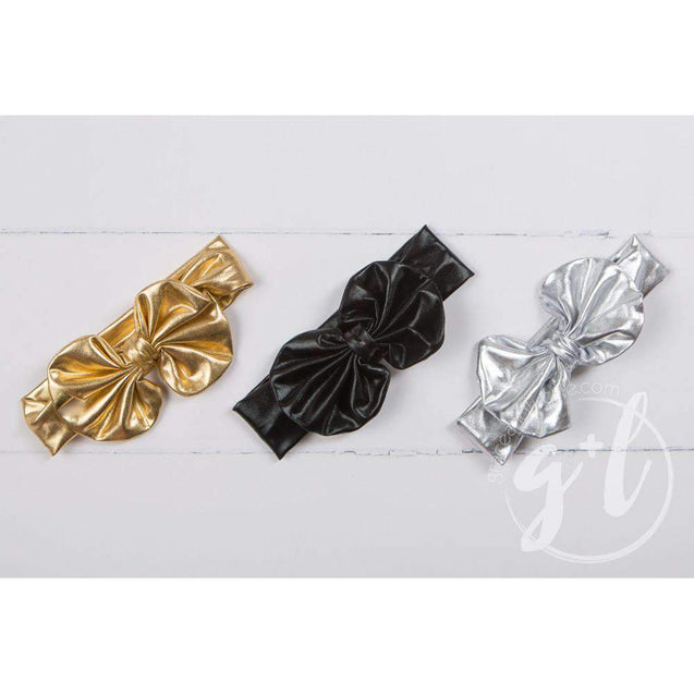 Gold Lame Oversized Bow Headband - Grace and Lucille