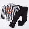 Black Stripe "BOO-tiful" Ruffle Hem Shirt, Long Sleeve - Grace and Lucille