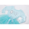 Winter Wonderland Snowflake Birthday Dress "HER AGE" Aqua Striped Long Sleeves - Grace and Lucille