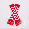 All My "LOVE" Onesie Combo Outfit, Red Chevron Ruffled Leg Warmers - Grace and Lucille