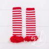 Striped Red & White Ruffled Hem Leg Warmers - Grace and Lucille